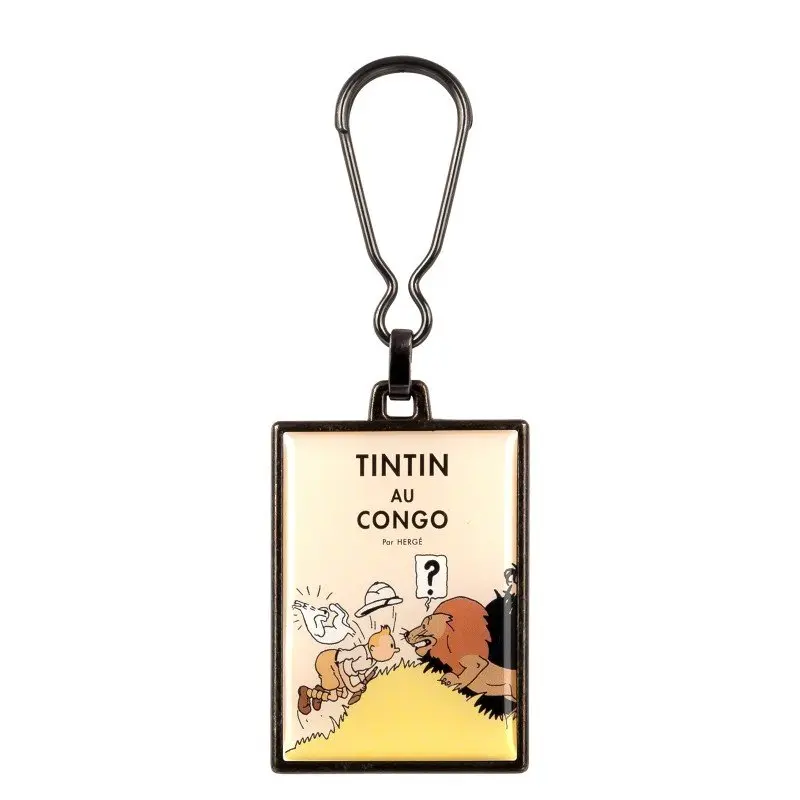 Porte-clés Tintin métal - Tintin au Congo colorisé