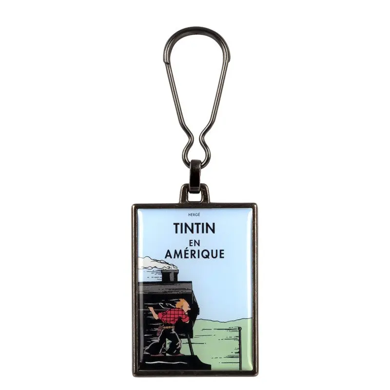 Porte-clés Tintin métal -Tintin en Amerique colorisé