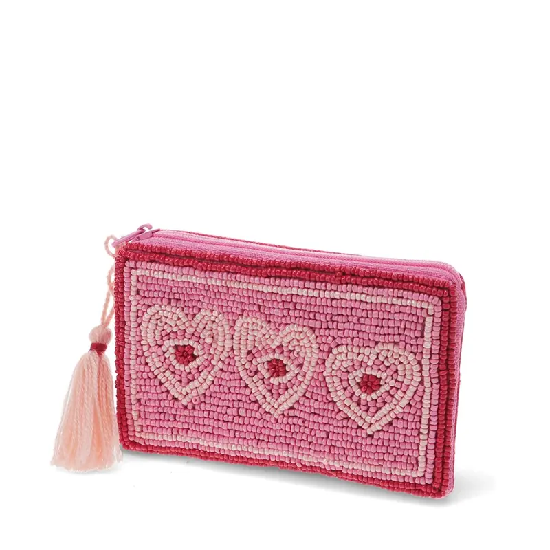 Porte-monnaie perlé artisanal - Cœur