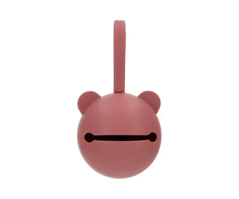 Porte-sucette en Silicone Ours Rose Poudré