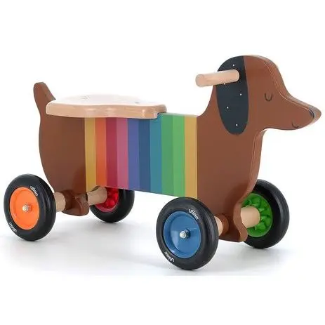 Porteur chien teckel en bois pour bébé