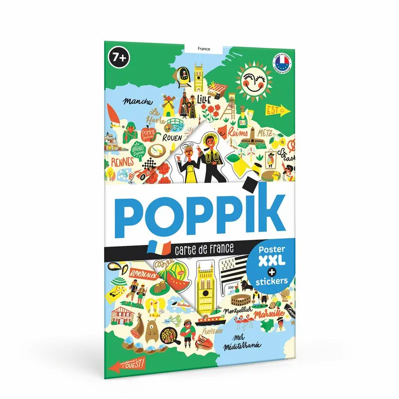 Poster Carte de France avec 110 stickers repositionnables