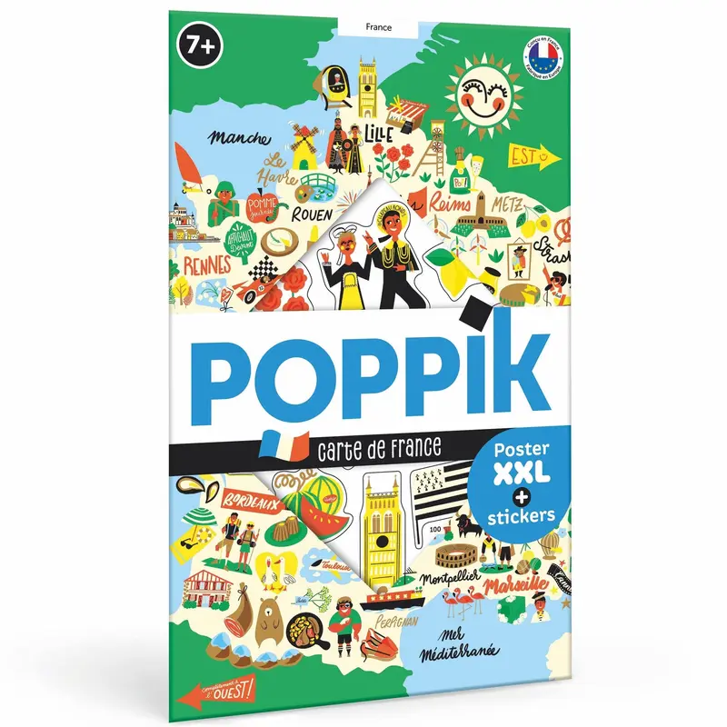 POSTER EDUCATIF EN STICKER LA FRANCE