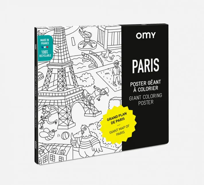 Poster géant à colorier Paris - Tour Eiffel, Notre-Dame