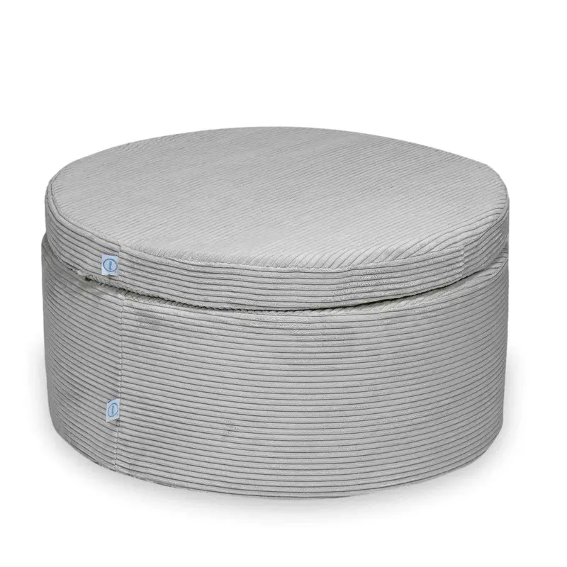Pouf de jeu modulable 4 pièces en Corduroy Tobias – Gris clair