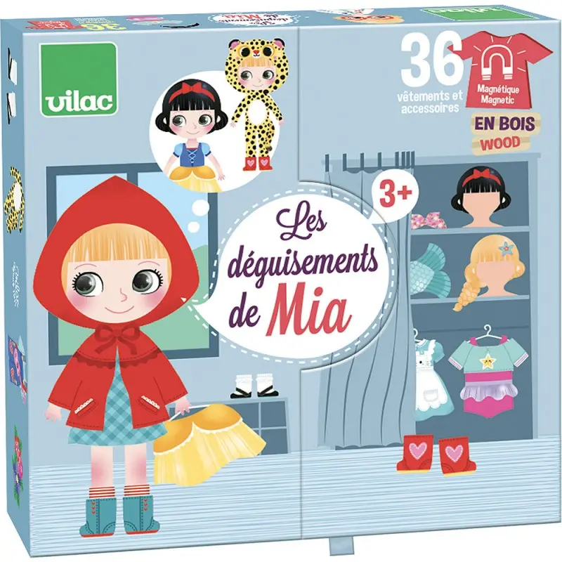 Poupée magnétique Mia en bois - coffret 36 pièces
