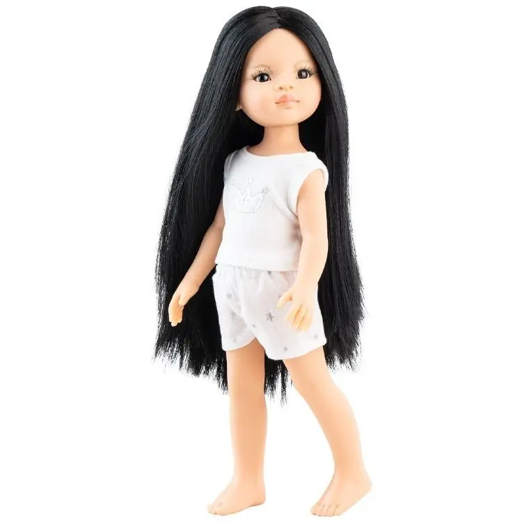 Poupée Paola 32 cm vinyle articulée, cheveux noirs