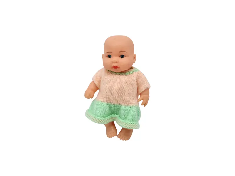 Poupée - Robe rose et verte