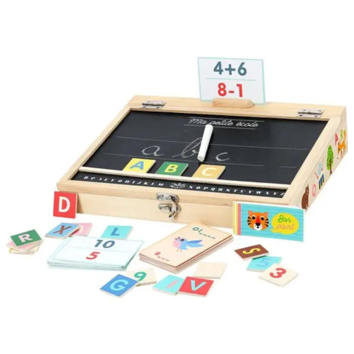 Pupitre d'école en bois éducatif lettres & chiffres