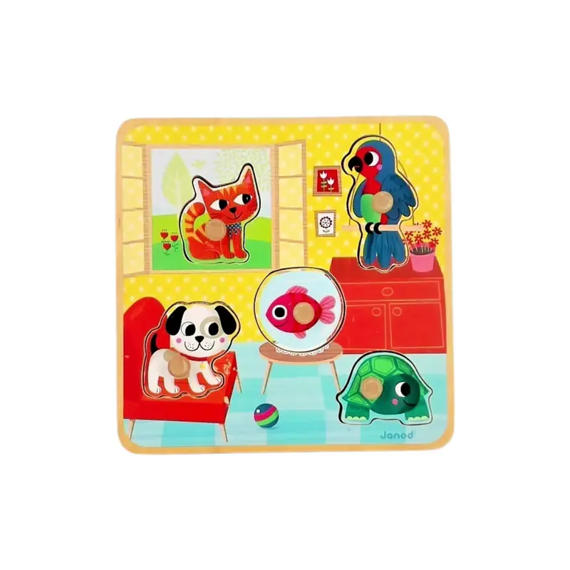 Puzzle d'encastrement à boutons - Les animaux domestiques
