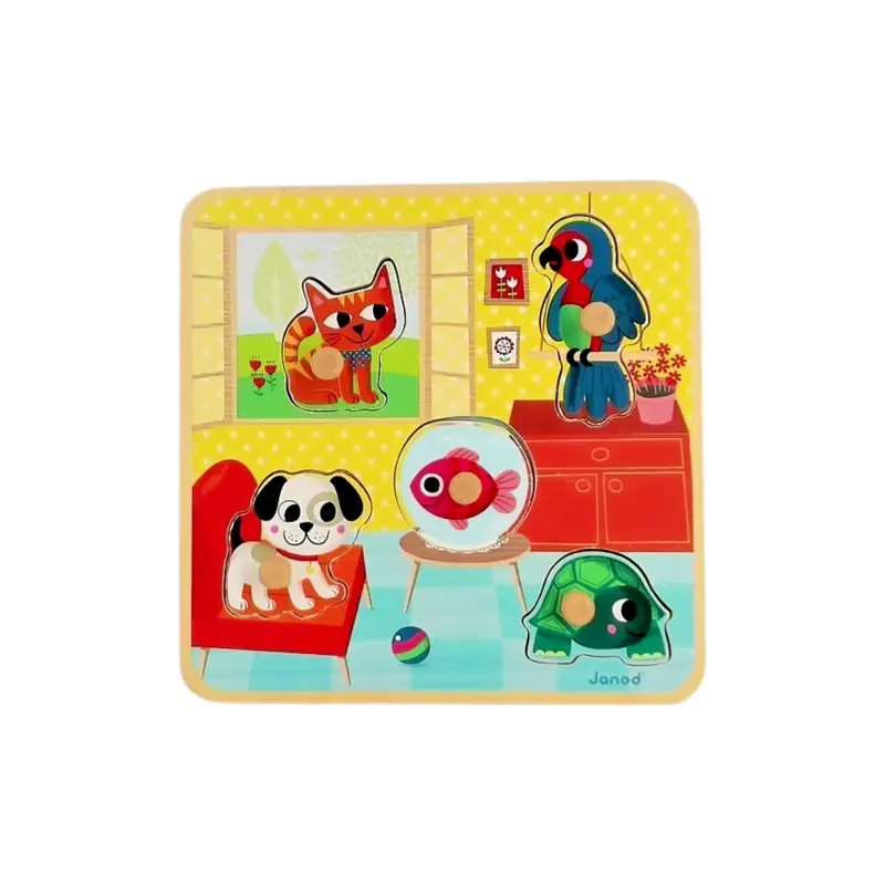 Puzzle d'encastrement en bois - Animaux familiers
