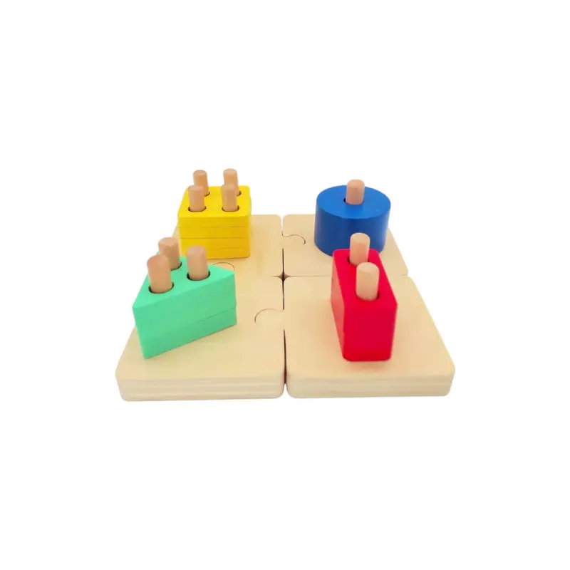 Puzzle d'encastrement et formes à empiler en bois