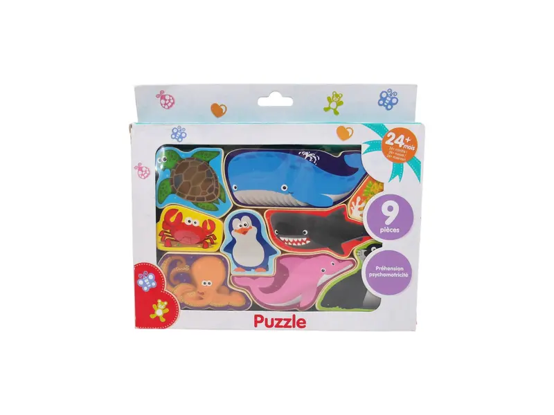 Puzzle psychomotricité - Animaux de la mer - 9 pièces