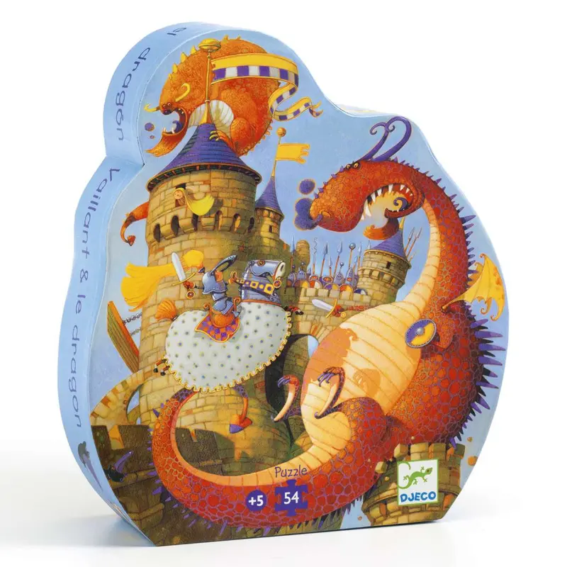 Puzzle silhouette chevalier et dragon - 54 pièces