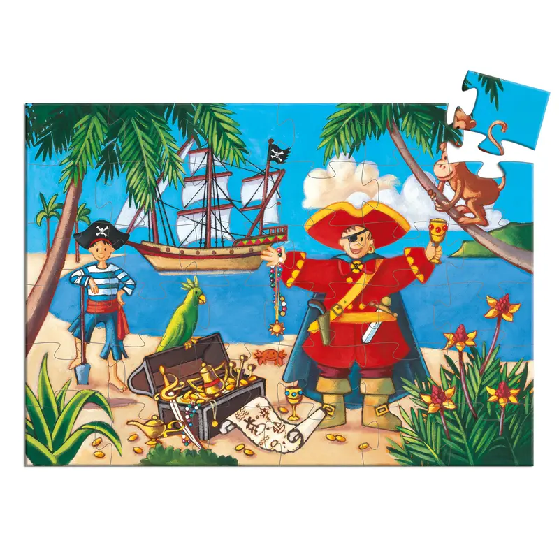 Puzzle silhouette le pirate et son trésor - 36 pièces