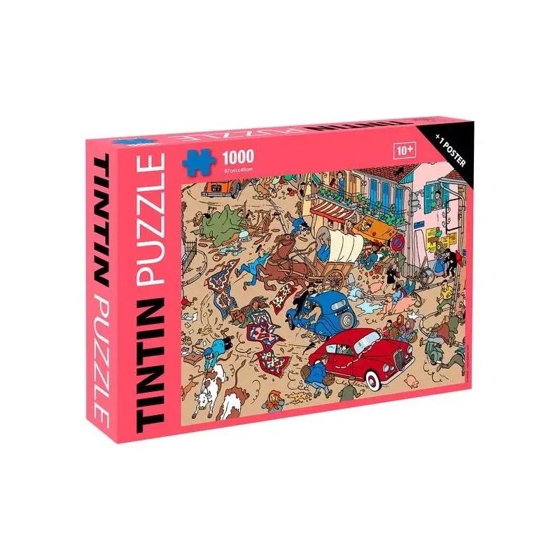 Puzzle Tintin Accident sur la place + 1 poster - 1000 pièces