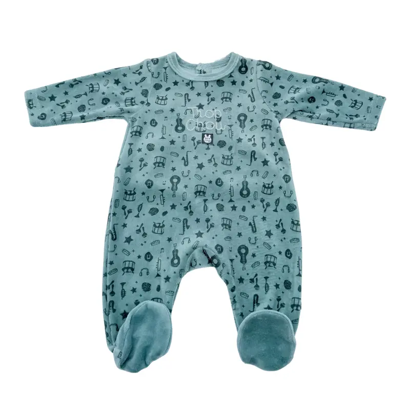 Pyjama en velours vert - 3 mois
