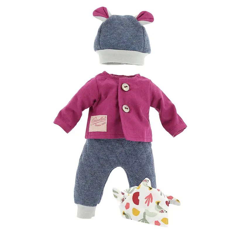 Pyjama poupée 36 cm blanc avec bonnet rouge - Samuel