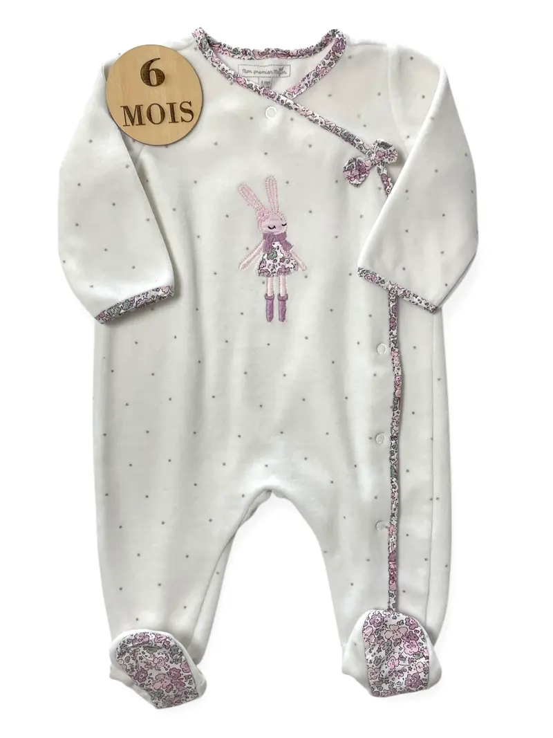 Pyjama velours écru, fleuri, Sergent Major