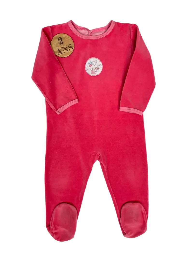 Pyjama velours framboise, Petit Bateau