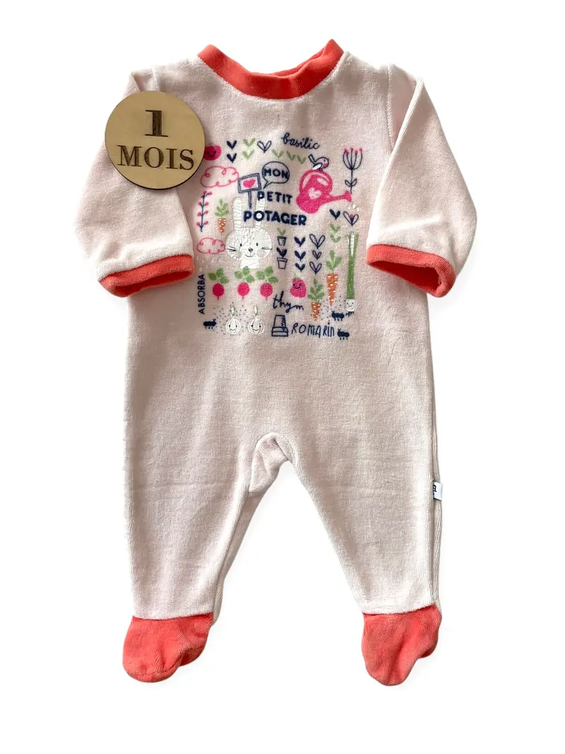 Pyjama velours, rose pâle/ orange, Absorba