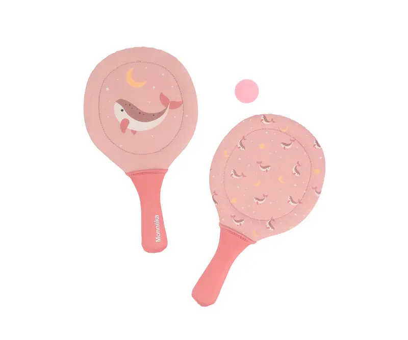 Raquettes de Plage en Néoprène Whale Pink avec Balle