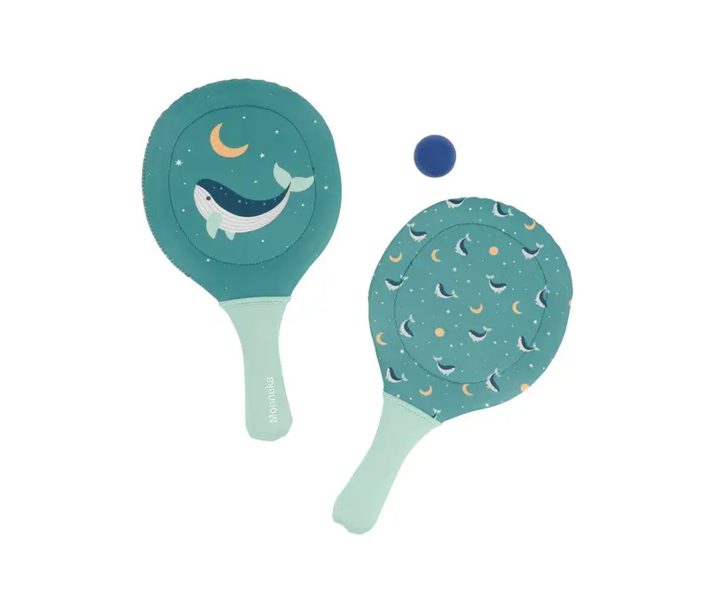 Raquettes de Plage en Néoprène Whale Teal avec Balle