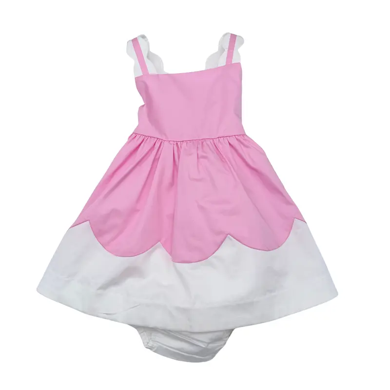 Robe bébé rose et blanche avec bloomer - 18 mois