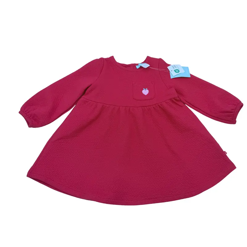 - Robe bébé rouge avec petite poche brodée - 12 mois