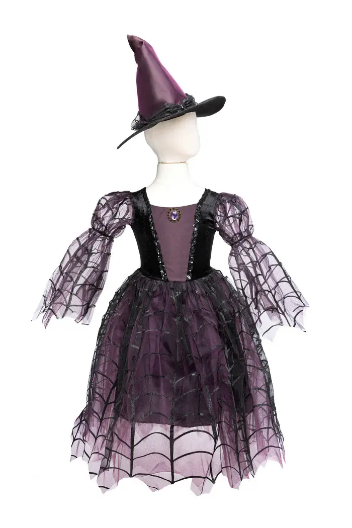 Robe de sorcière araignée Améthyste avec chapeau