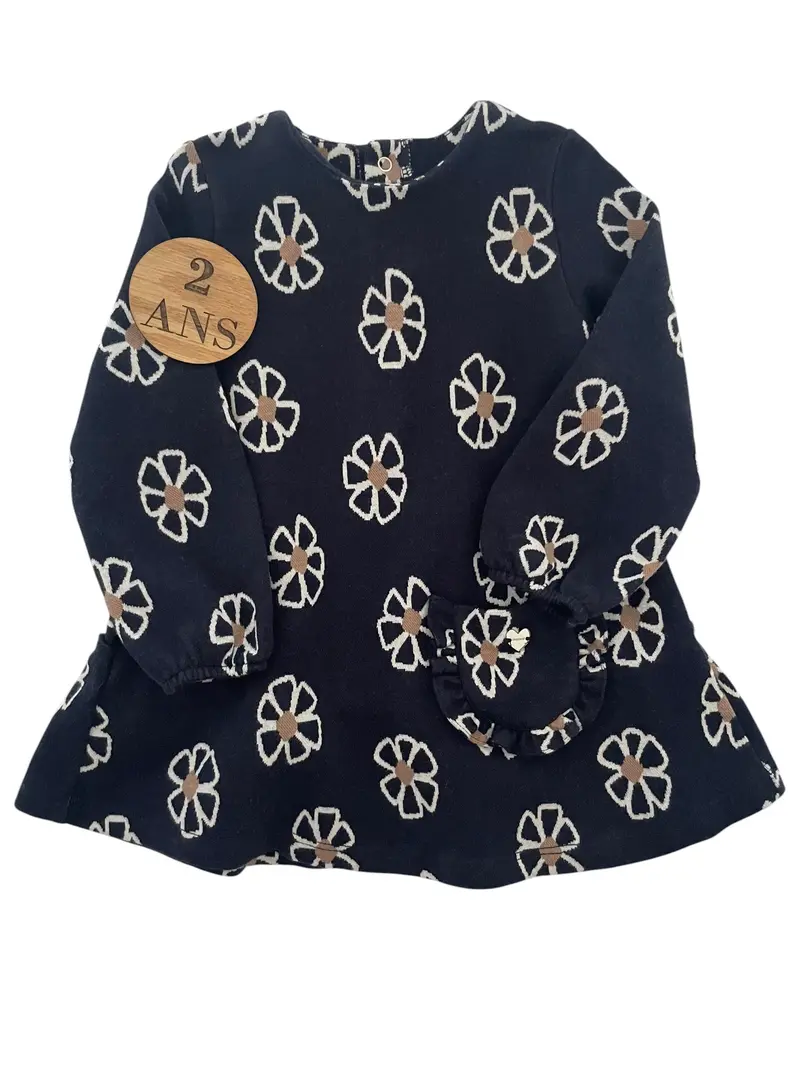 Robe épaisse , bleu-marine, fleurie, Mayoral
