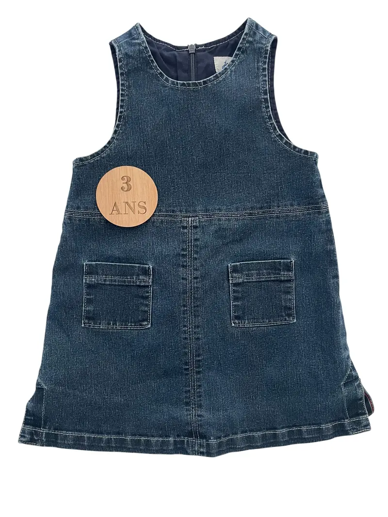 Robe salopette en jean, vintage, Jacadi