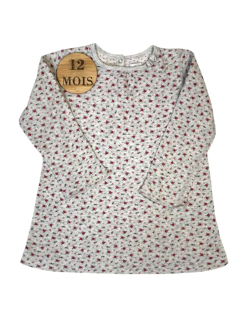 Robe / tunique, grise fleurie, Petit Bateau
