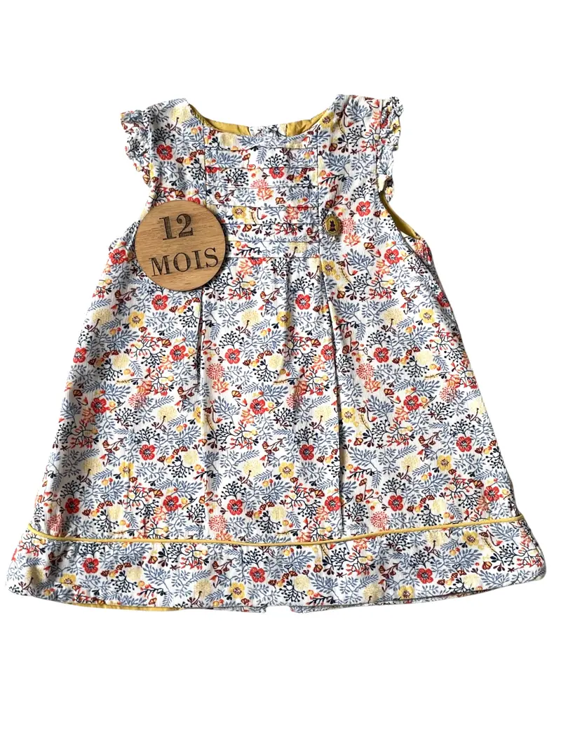 Robe velours côtelé fin, doublée, fleurie, Sergent Major