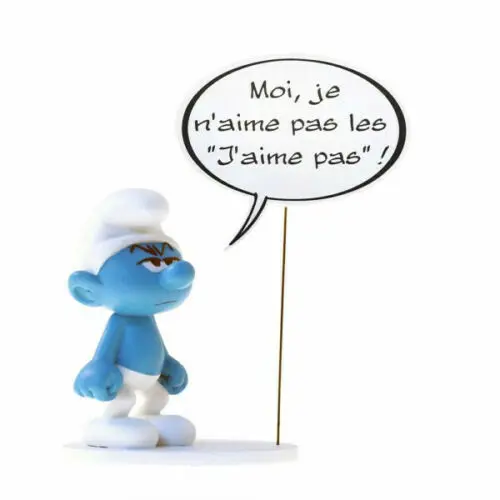 Schtroumpf grognon "J'aime pas !" - Figurine résine Collectoys Bulles