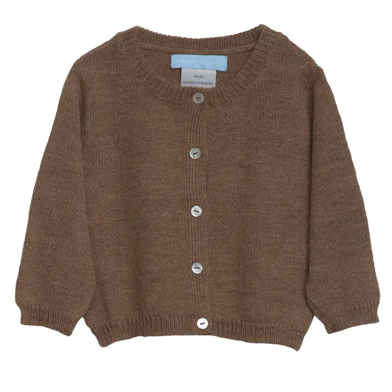 Semi Hand Knitted Baby Alpaca Cardigan - Hazelnut - 3-18m