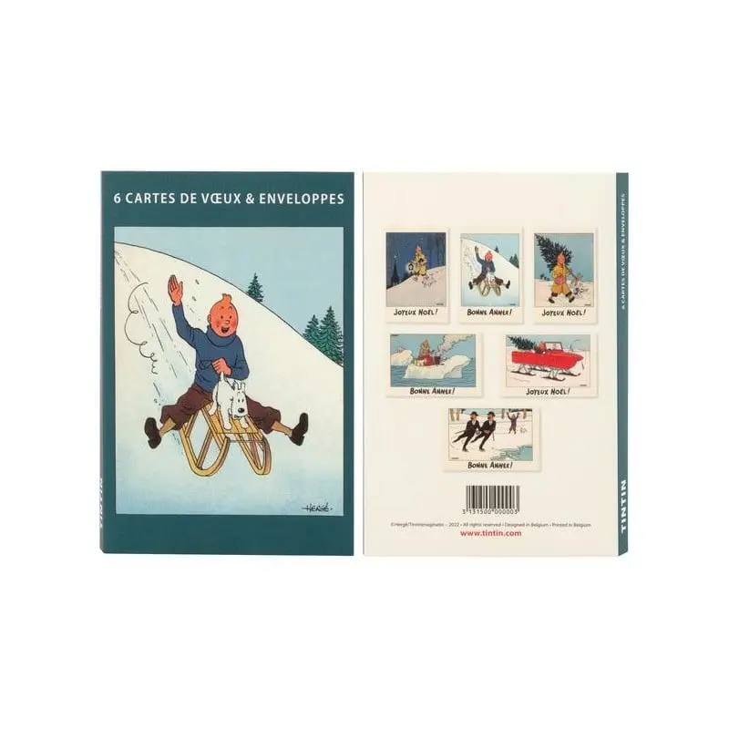 Set 6 cartes postals doubles Tintin & Milou