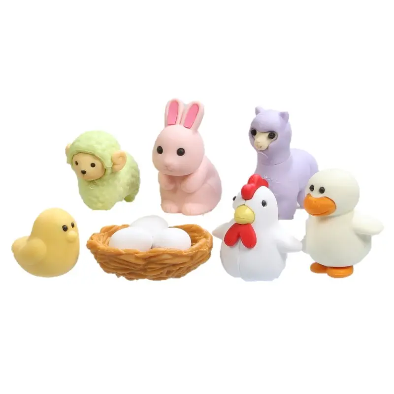 Set de mini gommes - La poule et ses amis