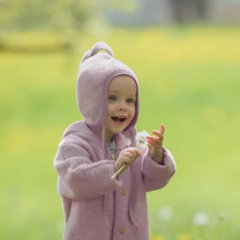 Soft Merino Wool Fleece Hat - Rosewood - 1-2y