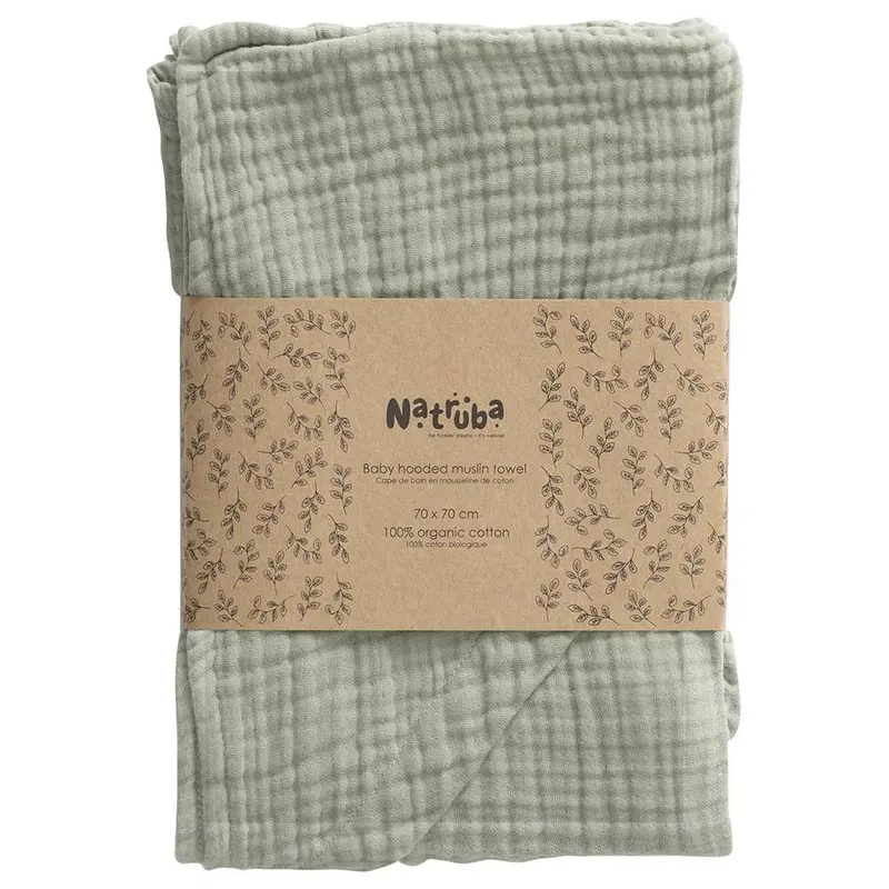 Sortie de bain bébé en mousseline bio Vert