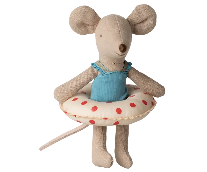 Souris de plage avec bouée, petite soeur - Points rouges