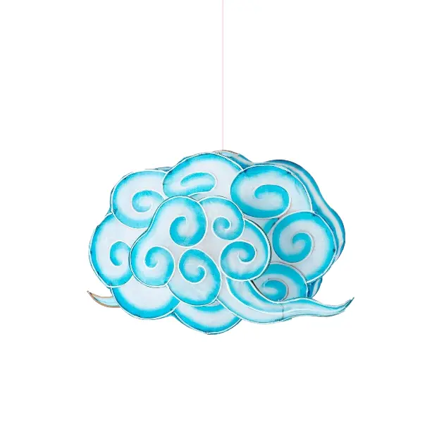 Suspension nuage bleu en bambou et soie fait main - Taille S