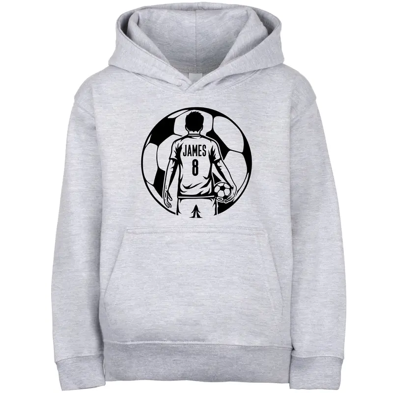 Sweat à capuche football – Fringoo football gris for Boys Cotton Rich Soft Hooded – football Ball Boys gris