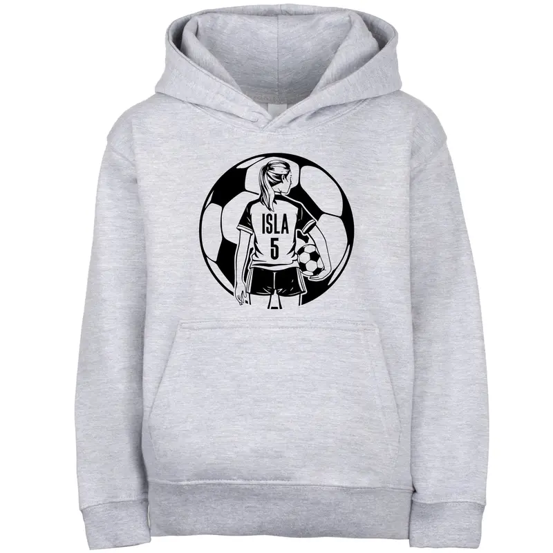 Sweat à capuche football – Fringoo football gris for Girls Cotton Rich Soft Hooded – football Ball Girls gris
