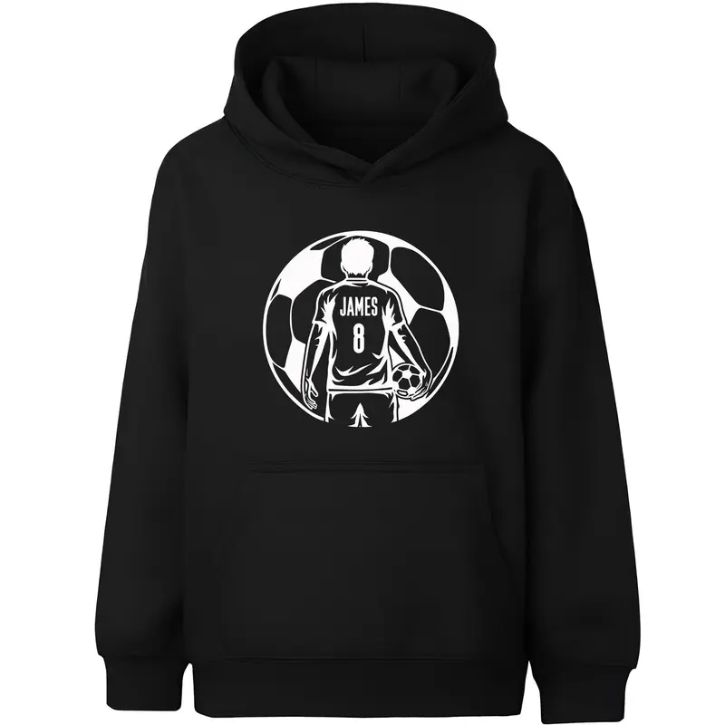 Sweat à capuche football – Fringoo football noir for Boys Cotton Rich Soft Hooded – football Ball noir