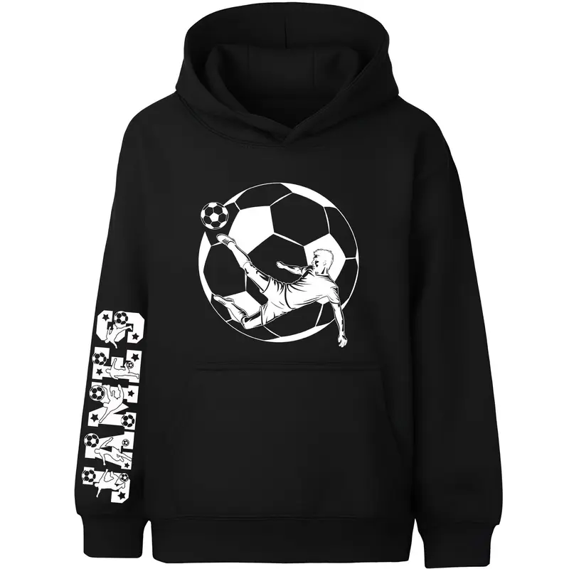 Sweat à capuche football – Fringoo football noir for Boys Cotton Rich Soft Hooded – football Sleeve noir