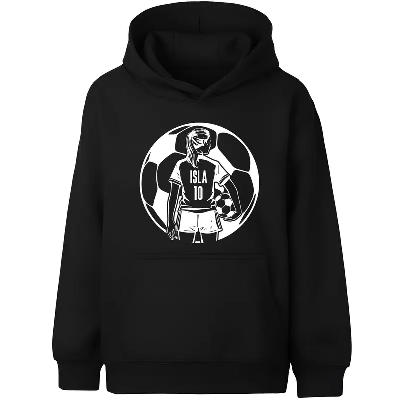 Sweat à capuche football – Fringoo football noir for Girls Cotton Rich Soft Hooded – football Ball Girls noir