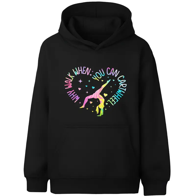 Sweat à capuche gymnastique – Fringoo Gymnastic for Cotton Rich Soft Hooded – Gymnastic CartWheel- noir