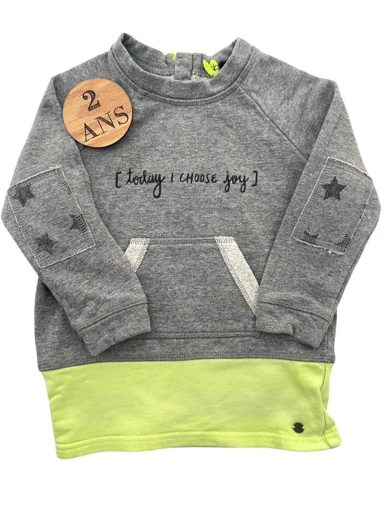Sweat long, gris et vert, IKKS