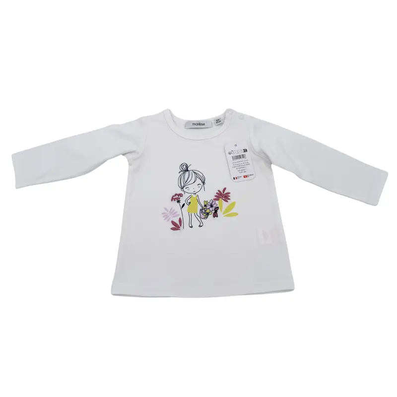 T-shirt blanc manches longues — 6 mois